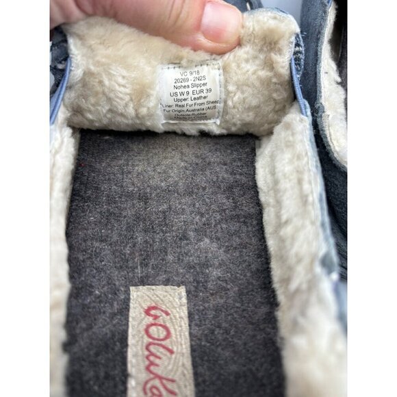 Olukai Blue Suede Womens Nohea Shearling Slippers US 9 - Picture 5 of 6